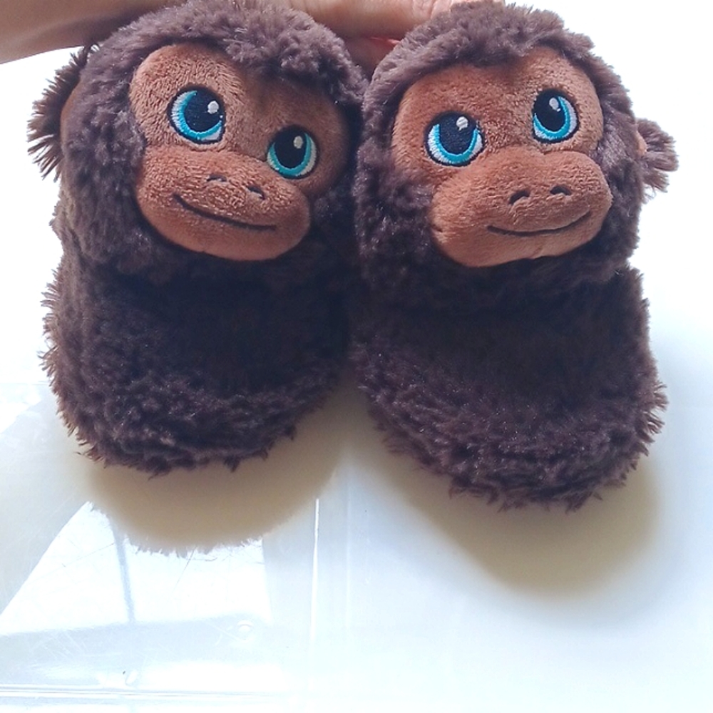 Build a bear brown monkey slippers shoes toddler size Small 10-11
